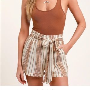 High waisted paper bag shorts